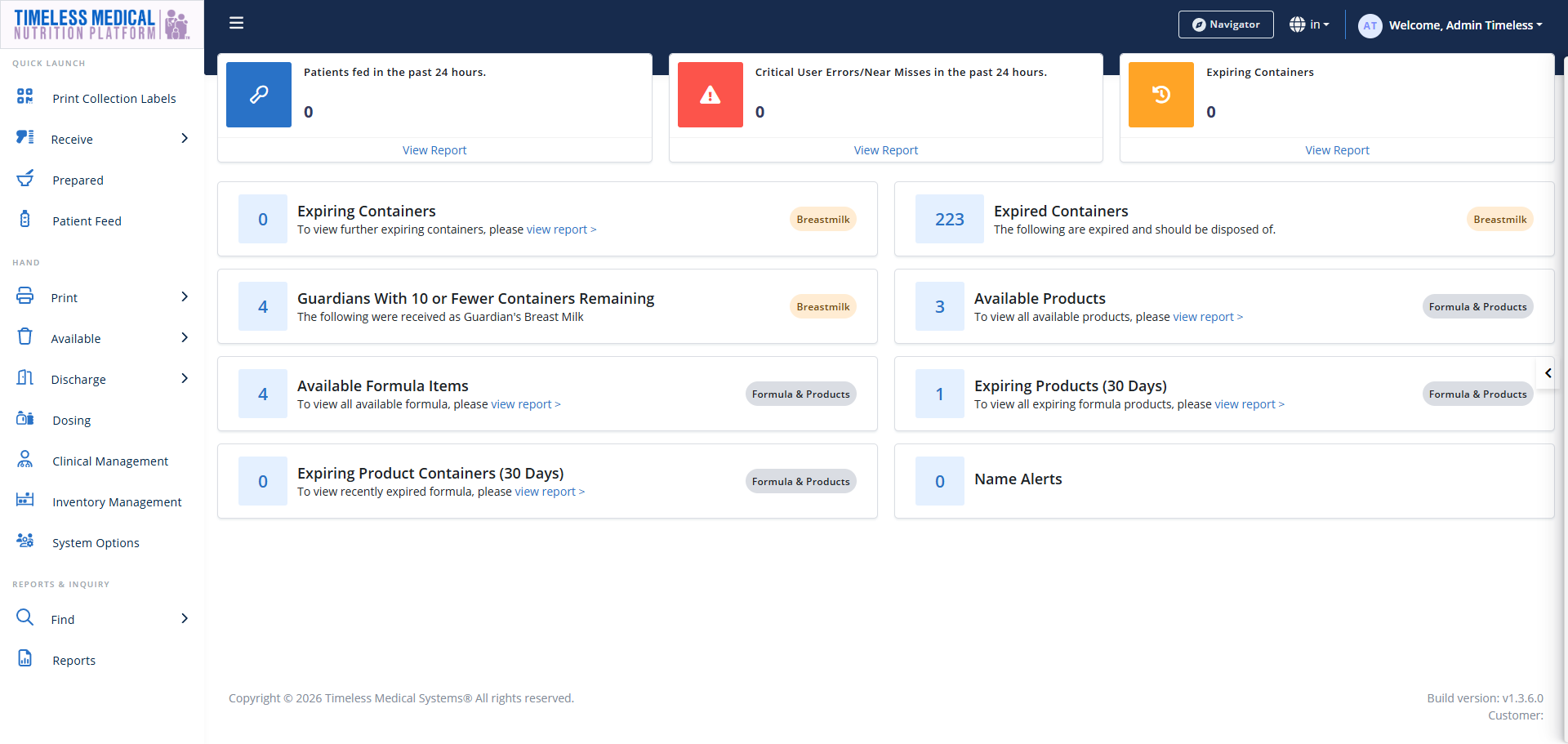 Nutrition Platform dashboard