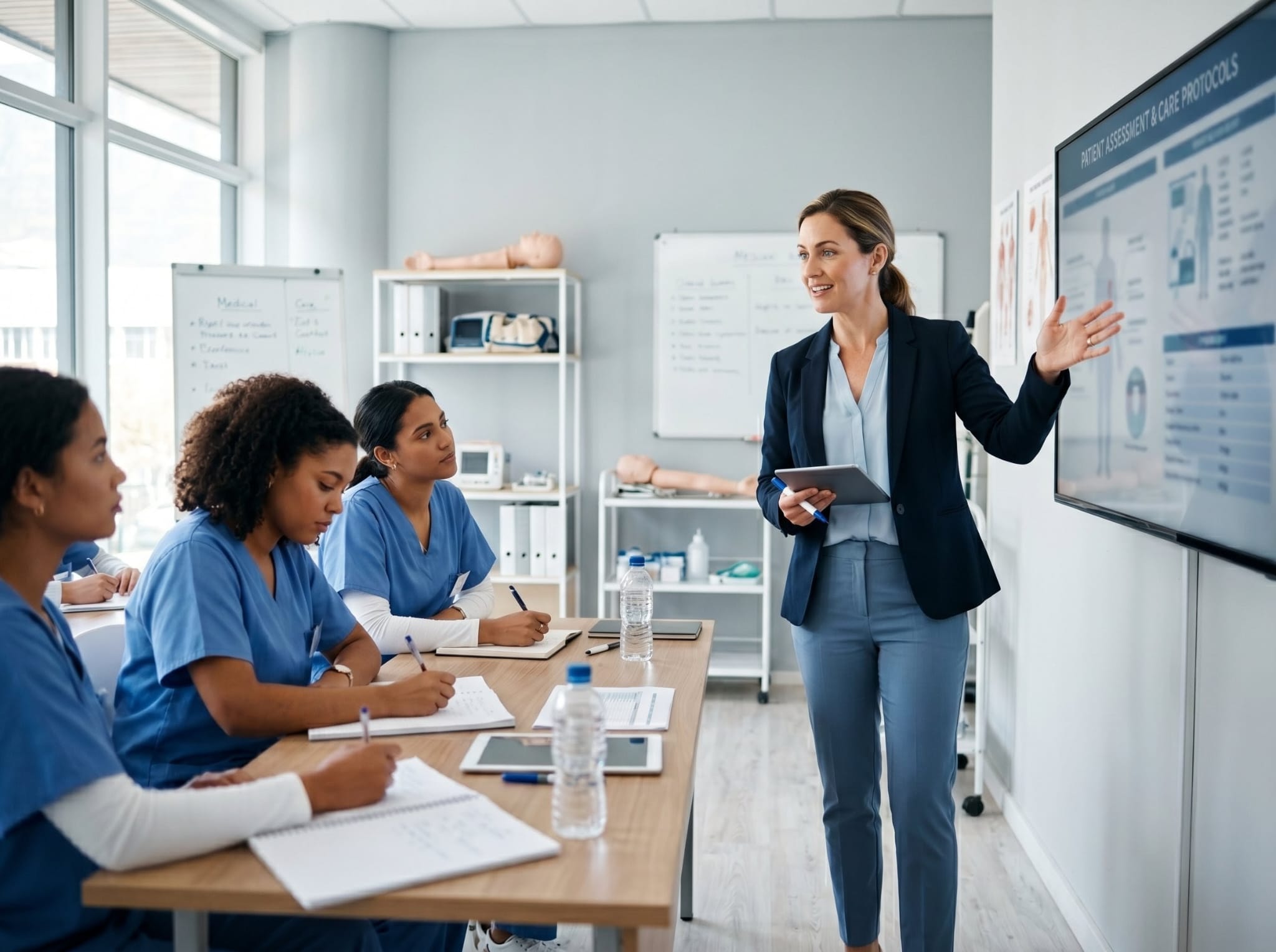 Timeless Medical training session in a hospital classroom