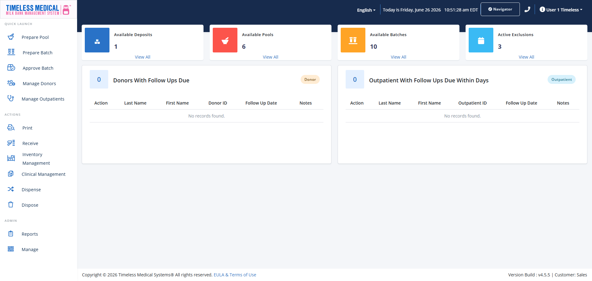 MBMS milk bank management dashboard