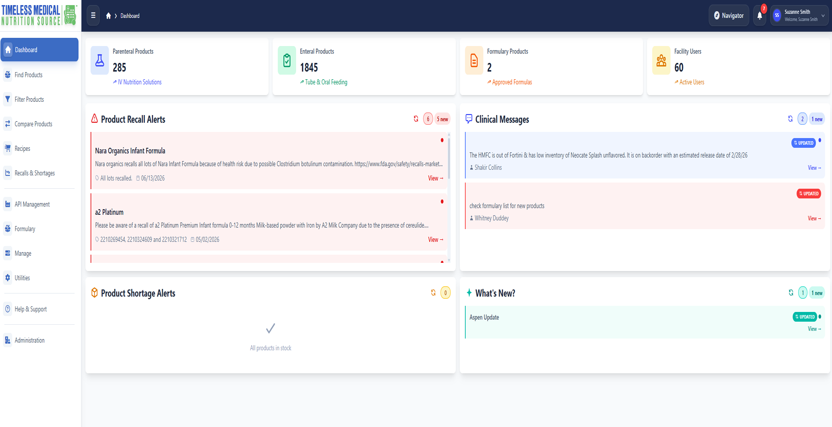 Nutrition Source dashboard